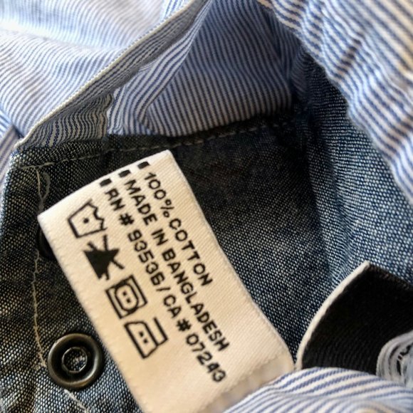 Ecko Unlimited Blue Stripes SNAP Cotton Shirt Long Sleeves Roll up - Picture 8 of 11